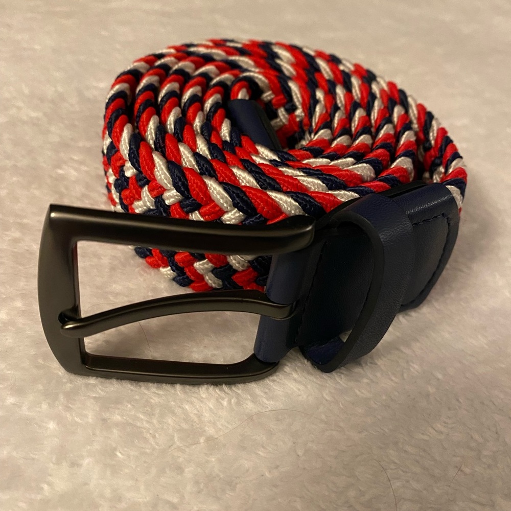 Short Par 4 Red White Blue Belt NWOT XL